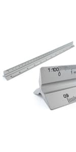 Aluminiumlinjaler Triangulär linjal 1:20, 1:25, 1:50, 1:75, 1:100, 1:150, 30 cm lång triangulär linjal