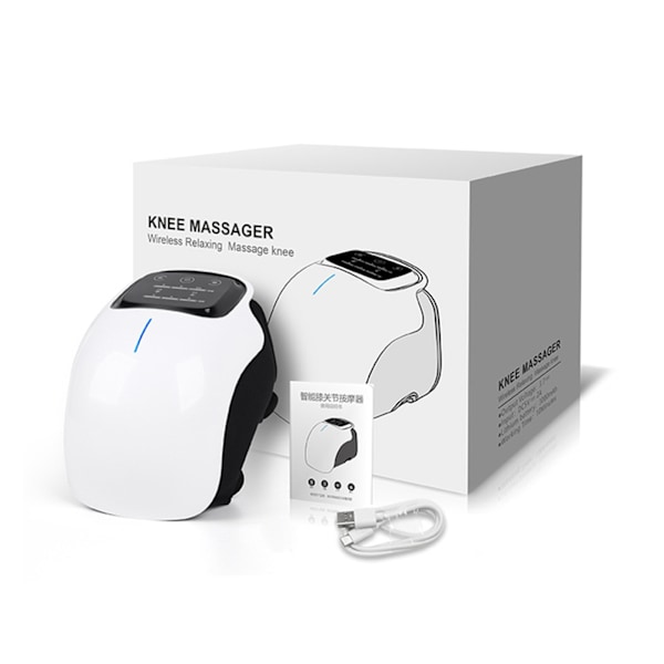 Sladdlös knämassagerare med smart vibrationsterapi, bärbar värmedyna för lugnande massageupplevelse
