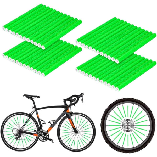 Ekerreflexer Cykelekrpinnar Motorcykelreflekterande varningsremsor Slang Cykling Gröna ekerreflektorklämmor för cykeldekoration, 48 delar