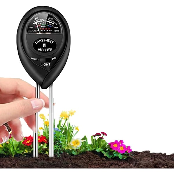 Jord PH-mätare, 3-i-1 jordfuktighets-/ljus-/pH-testare och fuktighetsmätare för trädgårdsarbete, gräsmatta, gård, inomhus och utomhus, jordfuktighetsmätare (inget batteri
