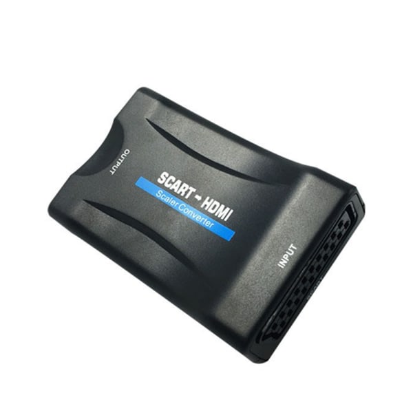 Scart till HDMI-omvandlare Adapter, Scart till Video Audio Adapter Stöd HDMI 720P/1080P Kabel för HDTV STB VHS Xbox PS3 Sky Blu-ray DVD-spelare (Svart)