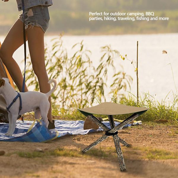Tripod Pall Trä Bärbar Fällbar Triangel Pall Trä Hantverk Anti Scratch Canvas Camping Pall Trä för Fiske Khaki