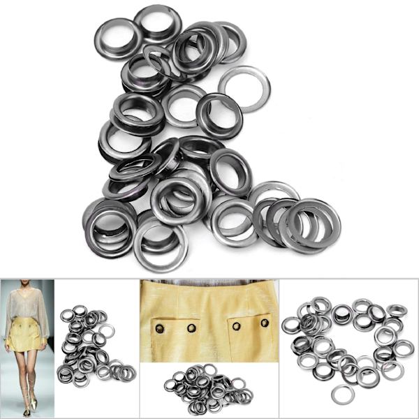 100 st mässingskläder DIY-verktyg stickningstillbehör rostskydd läderhantverk öljett (svart 6 mm)
