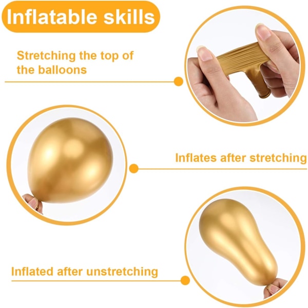 Glänsande Krom Guld Ballonger För Födelsedags- och Bröllopsdekoration, Miljövänligt Latexmaterial, Ljus och Glänsande Yta Förbättrar Feststämningen (Återanvändbara)