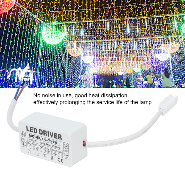 4‑7X1W LED-drivrutin konstant ström 300mA ingång AC85‑265V utgång DC12‑26V strömförsörjningstransformator