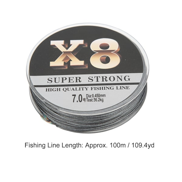 100m Fiske Linje Slitstark Flätad Fiske Wire Stark Dragkraft Linje för Damm Reservoar Storlek 7 ( 0.45mm 36.2kg)