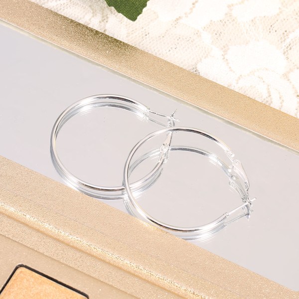 6 par/set Dammode Stora Creolörhängen Legering Stora Loop Cirkel Örhängen (Silver)