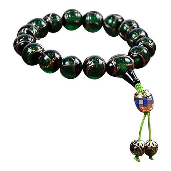 Grön glasarmband, Buddha-pärlor, elastisk yoga