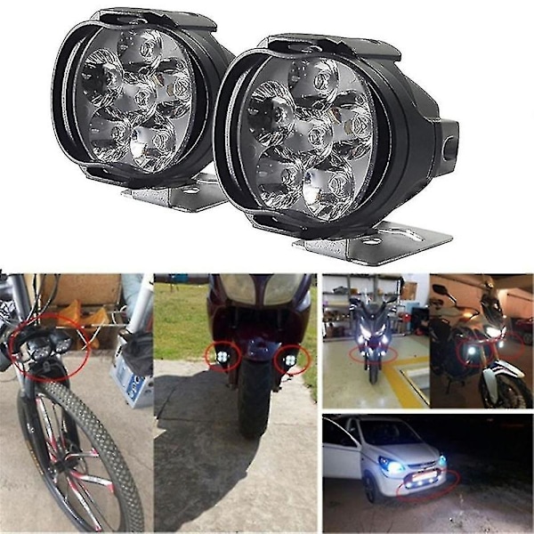 2 st Universal Motorcykel Motorcykel LED-strålkastare Dimljus