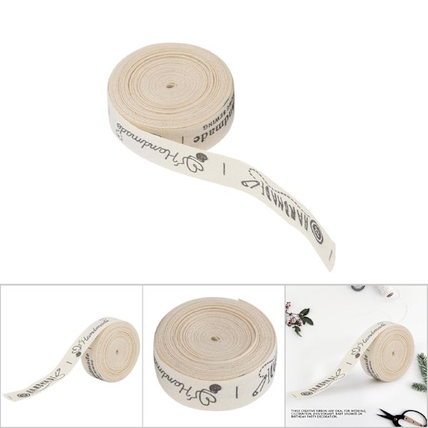 Naturlig bomull handgjord typsnitt band 1,5 cm för presentförpackning (#4)
