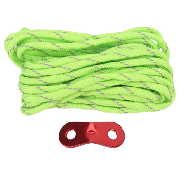 Reflekterande campingrep för utomhusbruk, tjock vindskyddad tältlina, 4 mm baldakin, tältlinor, fluorescerande grön