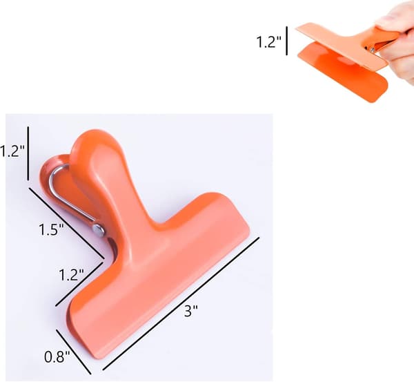 Croc Jaws Chip Clips Orange. Rustfrit stål. 3 tommer - Pakke med 3