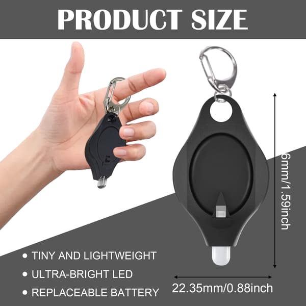 Lysende belysning, miniature LED-nøgleringslygte med robust og holdbart rustfrit stål, rustfrit og misfarvet til bred anvendelse i