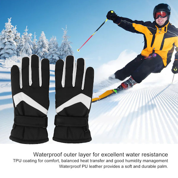 1Set Vinter Touchscreen Handskar Vattentäta Förtjockade Fleece Varma Handskar för Män Kvinnor Utomhus Cykling Skidåkning Svart M