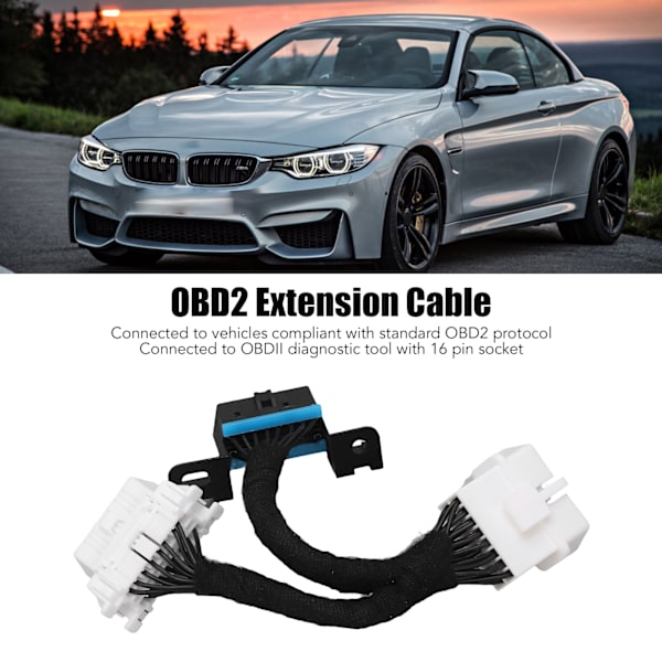 0,15m 16-stifts OBD2-delarexensionskabel Y-kabel hane till dubbla honkontakter Universal för bildiagnostiskt verktyg