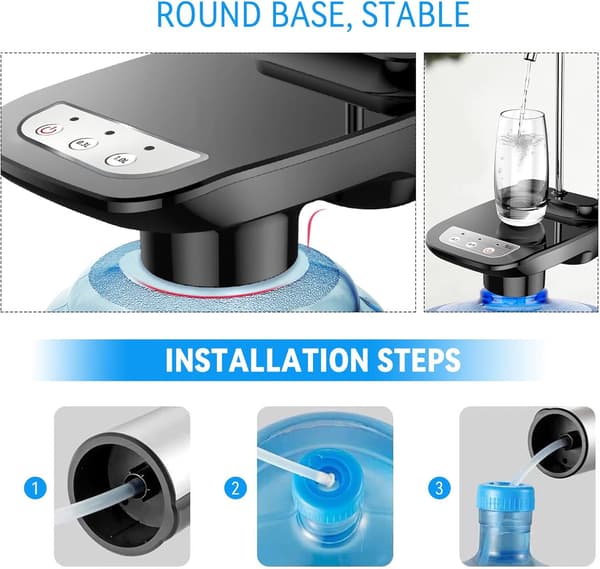 5 Gallon Vattendispenserpump - Dricksvattendispenserpump - 3,8-18,9L Vattenflaskor - USB Uppladdningsbar Automatisk Elektrisk - 2 Brytarkontroller - Hem,