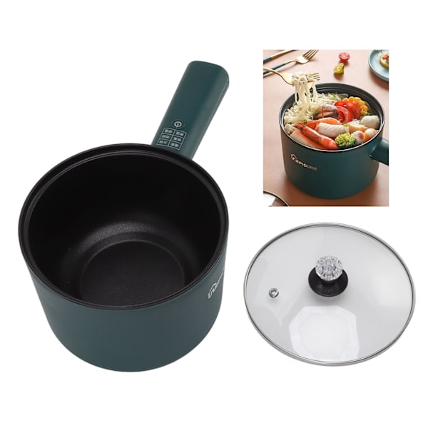 Elektrisk gryta Grön 1,8L Stor kapacitet Non Stick Multifunktionell Mini Elektrisk Hot Pot för sovsal US 110V