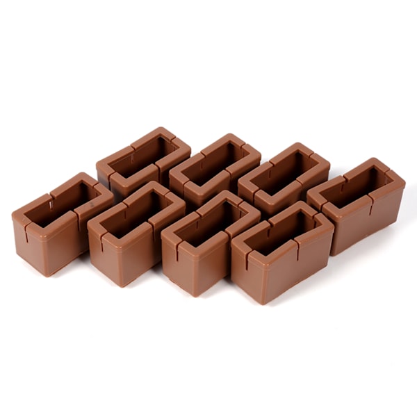 8 st / Set Stolsbensskydd Rektangulära Möbelfotsskydd med Gummisula (Kaffe)