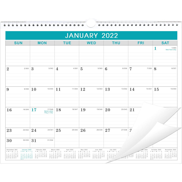Kalender 2022 - Väggkalender 2022 från januari 202 till juni 2023, 12 månaders kalender med datum, tjockt papper för organisering och planering