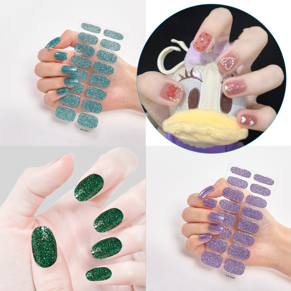 15 ark glitter nagelstickers, självhäftande nagelstickers med 2 nagelfilar, manikyrstickers, vacker mode DIY-dekoration, nagelfolie för