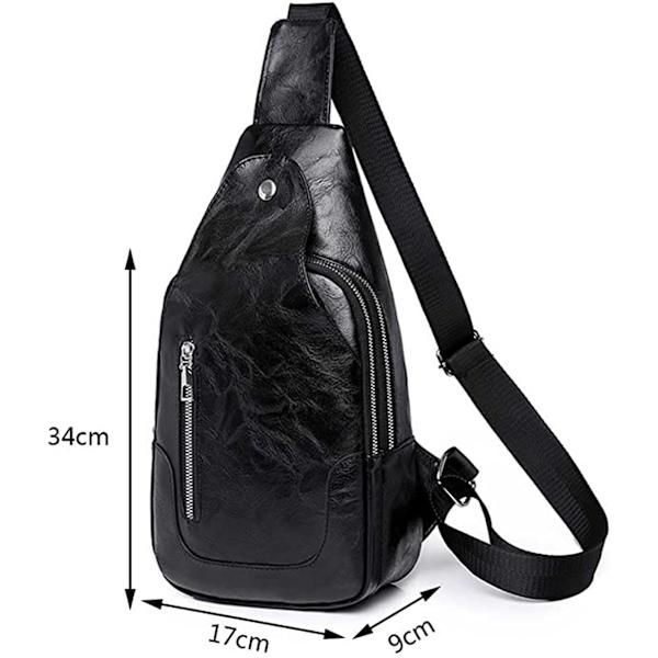 Kvinnor Sling Bag Chestation Bag Liten Axelväska Läder Crossbody Body Bred Rem Axelväska Mini Ryggsäck Unisex för Utomhussporter Vandring