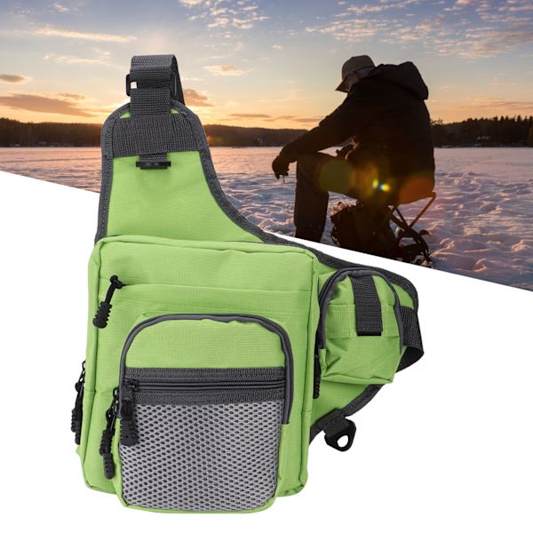 Polyester Multifunktionell Fiskeutrustning Crossbody Väska med Justerbara Axelremmar (Grön)
