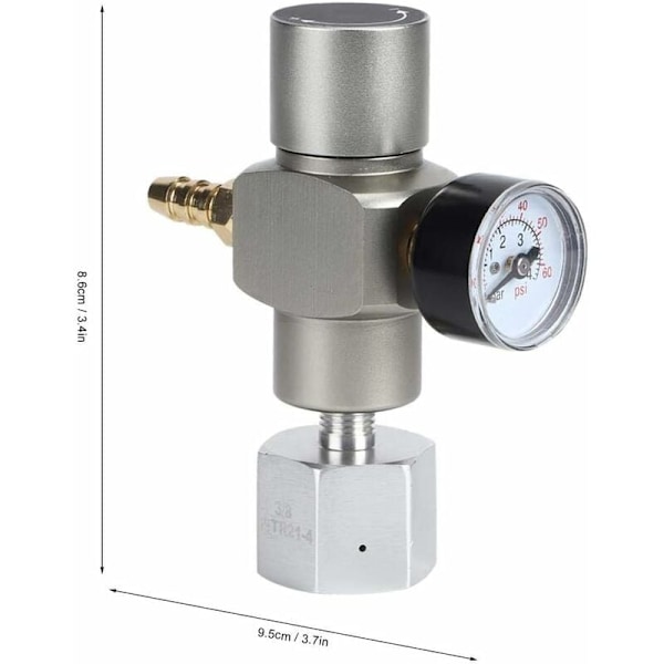2 i 1 CO2-adapter Mini Soda CO2-gasregulator Tryckmätare med 3/8 tum till TR21.4-adapter för Sodastream