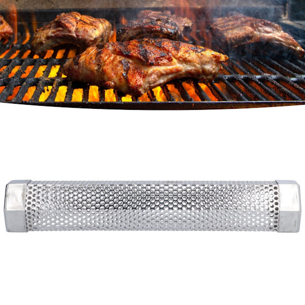 Rökare Rör 304 Rostfritt Stål Bärbar Hex Stabil Grill Rökgenerator Rör för Kall Varm Rökning Grillad Mat 30.6x5cm(12 Tum)