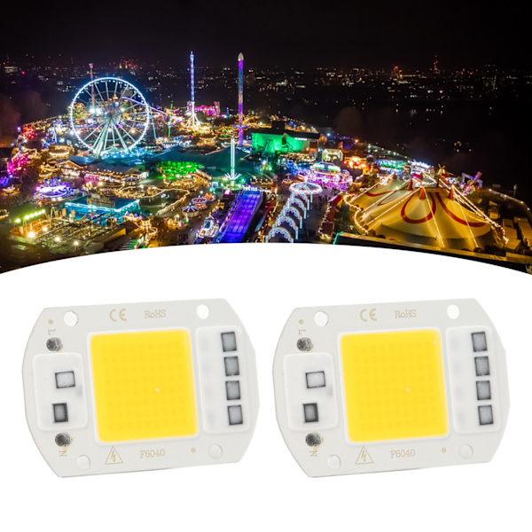 2 st LED COB-chip med hög effekt, drivrutinfri integrerad SMD-lampbricka, ljuseffektiv flip COB-lampbricka, varmt ljus 50W