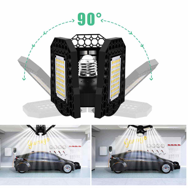 E27 LED Vikbara Garagebelysning Inomhus Deformerbar Lampa för Verkstad Lagerbelysning 110V