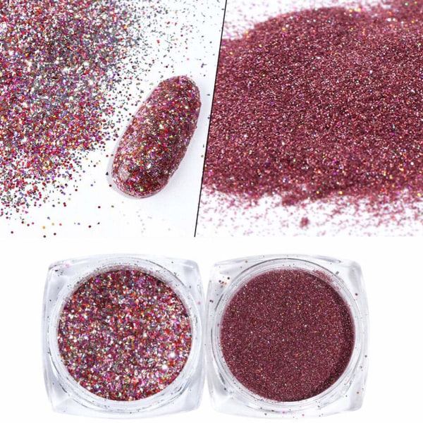 Nagelkonst Glitter Paljetter, 8 Lådor/Set Ros Guld Rosa Nagel Flakes Färgglada Blandade Nagel Glitter för Nageldesign Glitter Nagelkonst