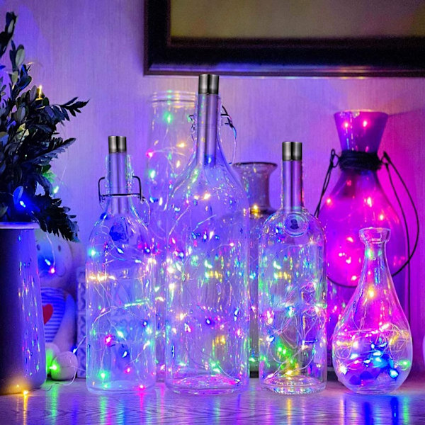 6-pack 1,5 m LED-vinkorkflaskljus, flaskbelysning, ljusslingor, flaskbelysning med korkar, färgglada
