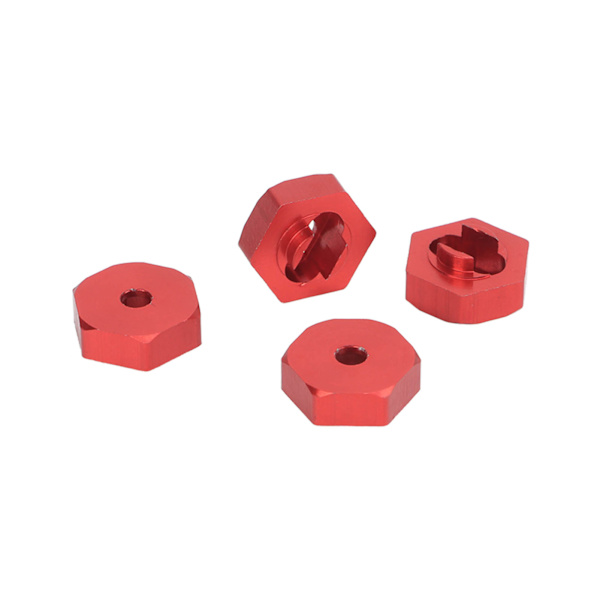 4PCS hjulnavadapter i aluminiumlegering, hjulnavkoppling för Traxxas LaTrax Teton 1/18 RC-bil, röd