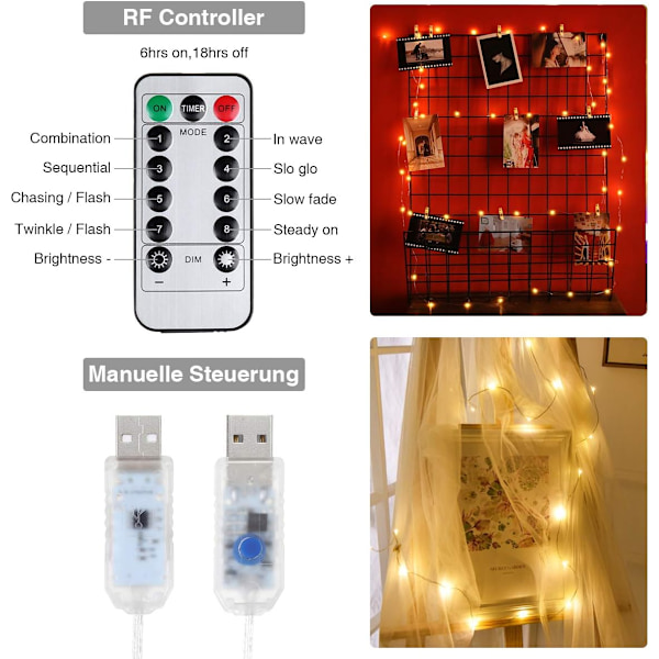 Förtrollande bröllopsfestbelysning, 300 LED 3mx3m, USB-driven flexibel gardin med fjärrkontroll för justering av ljusstyrka och hastighet