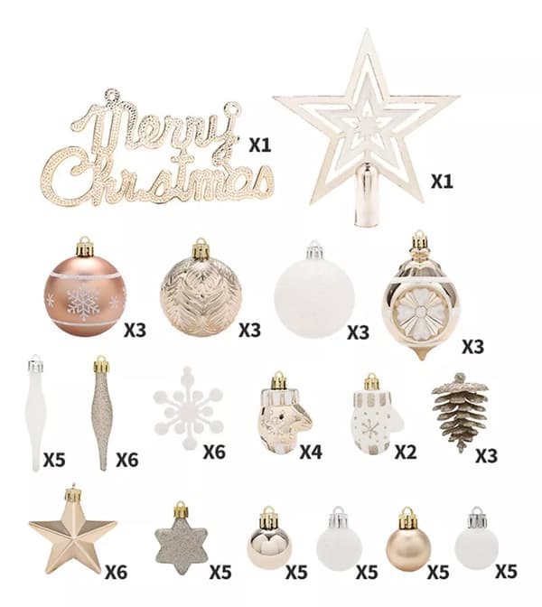 Sæt med 70 julekugler, julekuglepynt
