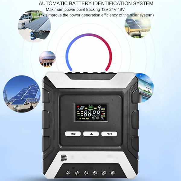 MPPT Solcellsladdare Laddningsregulator Solpanel Regulator LCD Färgskärm 10A 12V‑80V