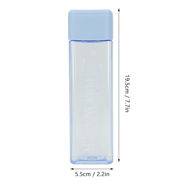 500 ml 17 oz Vattenflaska Transparent Bärbar Brev Tryckt Dricka Vattenflaska med handledsrep Blå