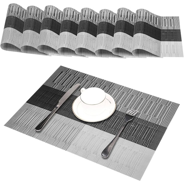 Elegant Dekoration för Inom- och Utomhusbruk, Icke-Bleknande Vävd Textur Bordstabletter, Set med 8 Värmebeständiga Textilene PVC Bordstabletter För