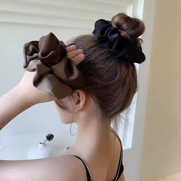 Hårband silke scrunchies satin för kvinnor, 6-pack