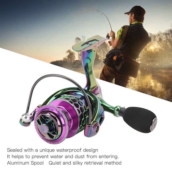 Lure Spinnrulle Metall Spinnfiskehjul Gapless 5.0:1 Hastighetsförhållande Fiske Rulle för Färskvatten Saltvatten SK3000