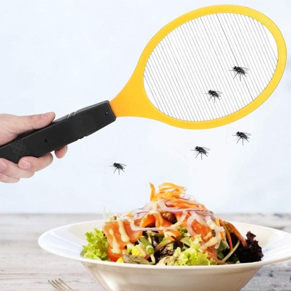 Stor elektrisk flugsmällare 2-pack – Tennisracket med säkert att röra vid nät – Dödar insekter, knott, myggor och buggar