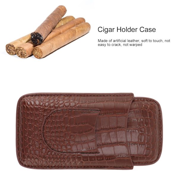 Cigarhållare i konstläder, bärbar, hållbar, elegant, 3-fingers cigarrlåda för resor, utomhus, affärer 78