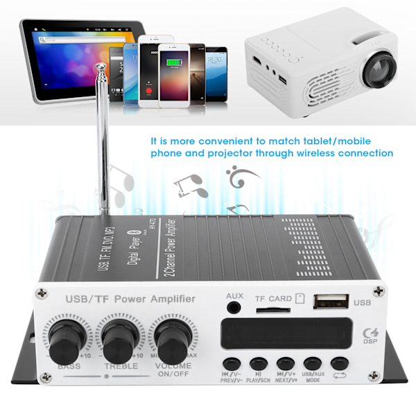 Kompakt Multimediaförstärkare, Hi-Fi Stereo Bluetooth Ljudförstärkare för Sömlös Underhållning