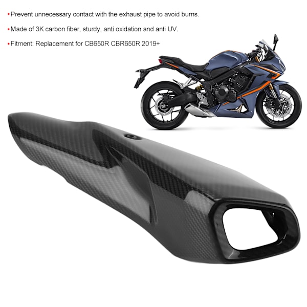 Motorcykel Avgassystem Värme Skyddsskydd 3K Kolfiber Ersättning för CB650R CBR650R 2019+