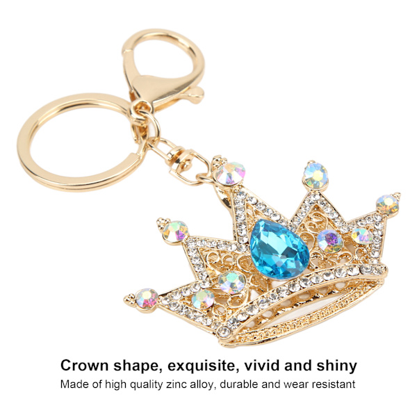 Rhinestone Nyckelring Krona Form Blank Nyckelring för Bil Hänge Väska Prydnad Blå
