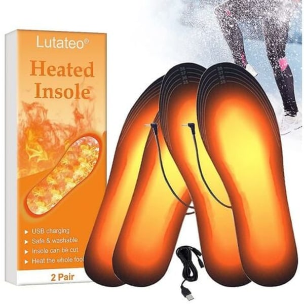 2-delade uppvärmda innersulor, uppladdningsbara uppvärmda innersulor, elektriska uppvärmda innersulor, USB-uppladdningsbara och tvättbara innersulor för män och kvinnor