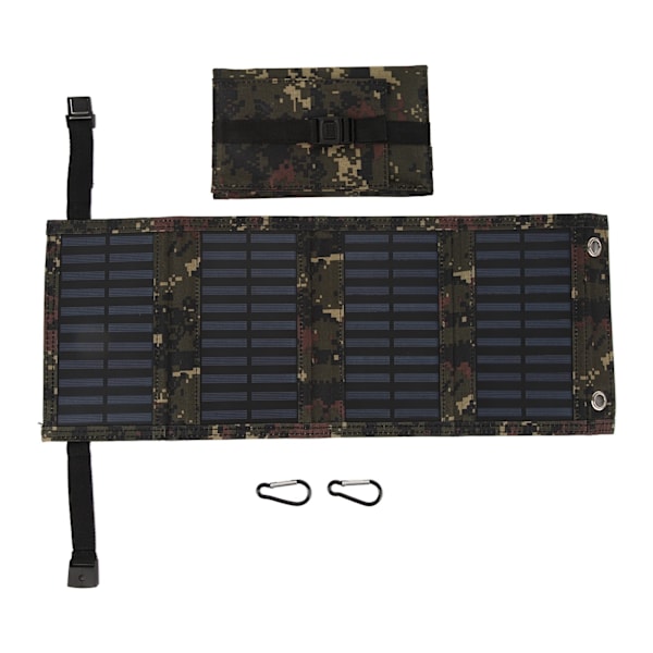 Fällbar Solpanel med USB-port 5.5V 20W Monokristallin Hög Effektivitet IP65 Vattentät för Utomhus Camping Kamouflage