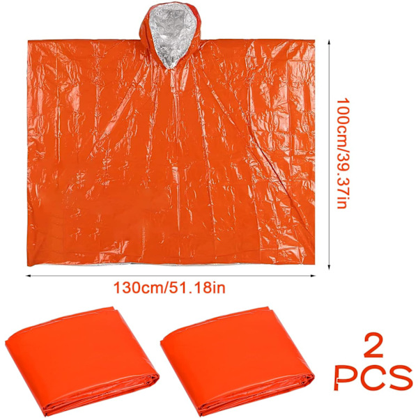 2 set-Nödöverdrag-2*Orange regnrock