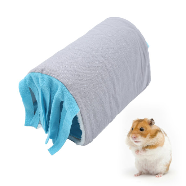 Liten djur tofs tunnel bo säkert avtagbart gömställe rör hus för hamster marsvin kanin (grå blå)