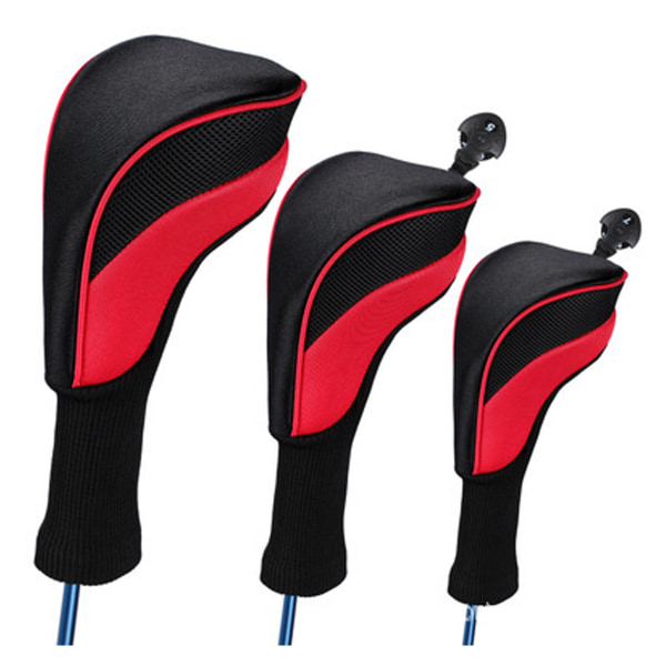 Röda 3 st Golfklubbhuvudskydd för Fairway Woods Driver Hybrids , långhalsad Mesh Golfklubbhuvudskyddset